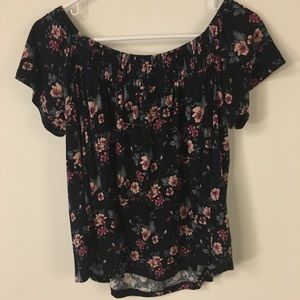 floral off the shoulder top AEO